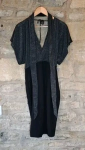 BNWT Seraphine Size 14 Maternity Cocktail Evening Dress Silver Black Knee Length - Picture 1 of 6