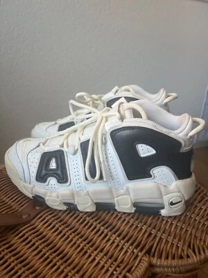 womens nike uptempo size 6 white and black - Image 1 of 4