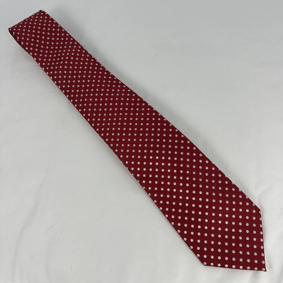 Corbata de cuello vintage John Ashford para hombre clásica roja con puntos blancos 100 % poliéster Foto 1 de 4