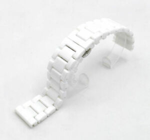 White Ceramic Bracelet Watch Band Strap Butterfly Deployment Clasp 14 ~ 22 MM