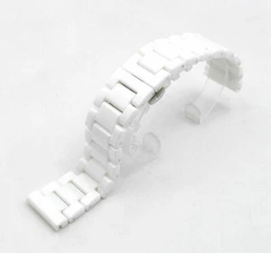 Weiß Keramik Armband Uhrenarmband Strap Butterfly Faltschließe 14 ~ 22 mm - Bild 1 von 3
