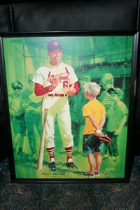 STAN MUSIAL Original Calendar Print- 14x11 Framed Mayo Olmstead Art - Picture 1 of 4