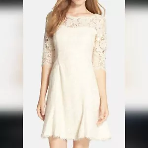 Eliza J tulip scalloped lace ivory fit and flare dress size 8 - Picture 1 of 16