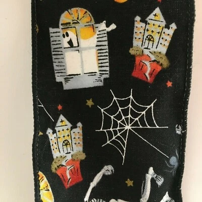 Reliant Ribbon Halloween Fun 10 Yards 3"W Skeleton Ghost Craft Roll Fabric Web - Image 1 of 4