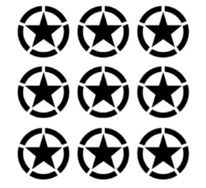US American Army Star Military Sticker WW11 USA STENCIL 50mm H Decal x9 - - Picture 1 of 4
