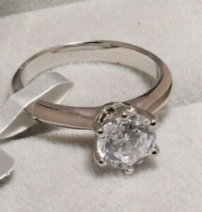 2 carat Moissanite Ring SOLITAIRE ENGAGEMENT RING 14K WHITE GOLD PLATED S925