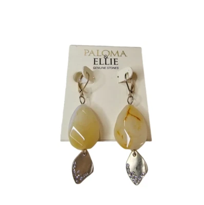 Pendientes de ágata chapados en oro piedra genuina Paloma & Ellie para mujer nuevos con etiquetas Foto 1 de 4