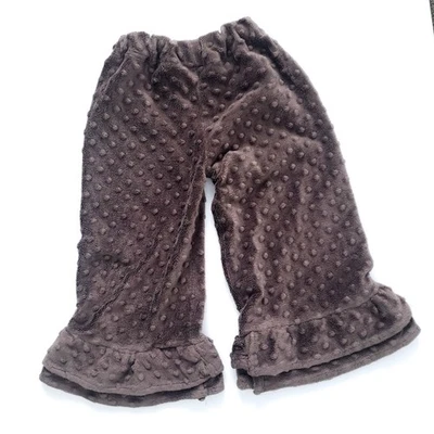Pantalones hechos a mano de punto Minky marrón suave ajustados como 4, parte inferior con volantes suaves y lindos Foto 1 de 3