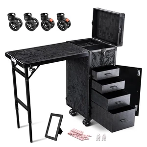Byootique Rollbarer Schminkkoffer Nageltisch mit 4 Stück Ersatzrollen schwarz - Bild 1 von 9
