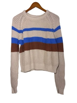 Lush Women’s Multicolor Striped Sweater Cream, Blue And Brown Size S 100%Algodón - Image 1 of 4