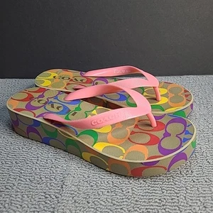 Coach Lynn Plataforma Chanclas Tanga Sandalia Zapato - Arco Iris Talla 8 - Imagen 1 de 11