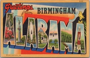 Birmingham ALABAMA Large Letter Postcard Multi-View / Curteich Linen 1939 Unused - Picture 1 of 2