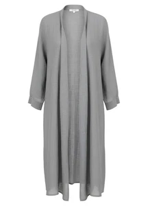 FLAX Designs DUSTER Long Open Jacket DOVE GAUZE Linen Jacket/Cardigan 1G - Picture 1 of 8
