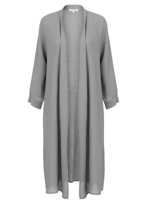 FLAX Designs DUSTER Long Open Jacket DOVE GAUZE Linen Jacket/Cardigan 1G - Image 1 of 4
