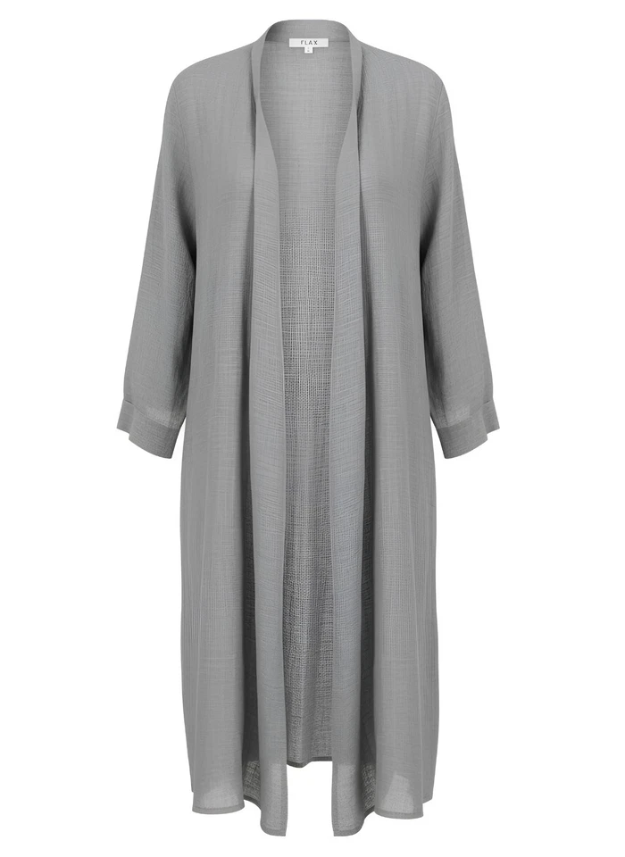FLAX Designs DUSTER Long Open Jacket DOVE GAUZE Linen Jacket/Cardigan 1G - Image 1 of 4