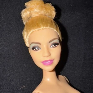 Barbie Rhythmic Gymnast Doll Blonde Hair Bun Brown Eyes Makeup Nude - Picture 1 of 10