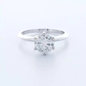 14K Gold Solitaire Engagement Ring Classic 1.64 CT Round Lab-Grown Diamond I SI2 - Picture 1 of 5