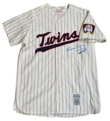 Vintage Mitchell And Ness Minnesota Twins Harmon Killebrew Autographed Jersey  - Image 1 of 4