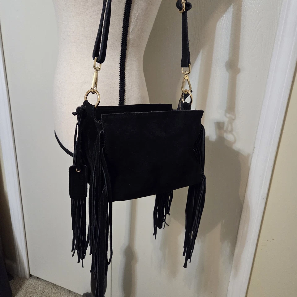 Bandolera boho hippie gamuza flecos borla cuero vaquera occidental mossimo Foto 1 de 4