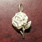 Vintage Rose Flower 92.5% Sterling Silver Pendant - 1.9 grams