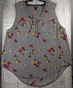 Torrid Harper 3X Black Stripe Floral Womens Sleeveless Lightweight Tunic 2018 - Picture 1 of 9