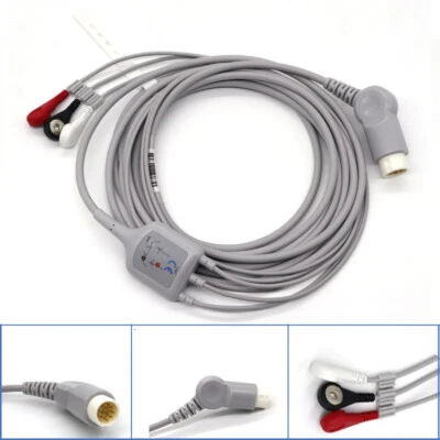 Fit For Philips 12 pin 3 Leads Snap ECG EKG Cable Agilent, IntelliVue, IE33 - Image 1 of 4