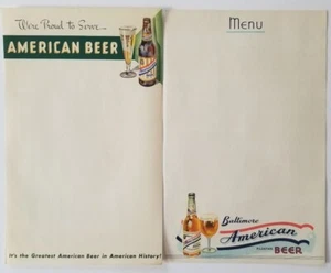 Menù birra americana e carta intestata con grafica a colori anni 40 - Foto 1 di 3