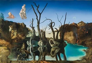 SALVADOR DALI Surrealism Art Poster or Canvas Print "Swans Reflecting Elephants" - Picture 1 of 1