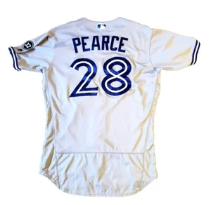 STEVE PEARCE GAME WORN USED 2018 TORONTO BLUE JAYS JERSEY W/ HALLADAY PATCH LOA - Picture 1 of 4