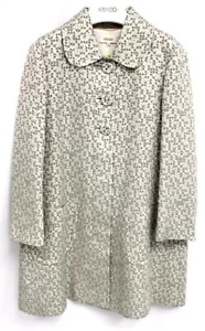 Women’s KENZO Green Metallic Patterned Button Up Collared Overcoat Size UK 18 - Picture 1 of 5