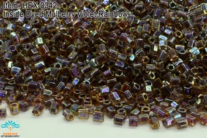 Miyuki Hexagon 2 Cut 11/0 Inside Dyed Mulberry Violet Rainbow Hex-0342 - Picture 1 of 1