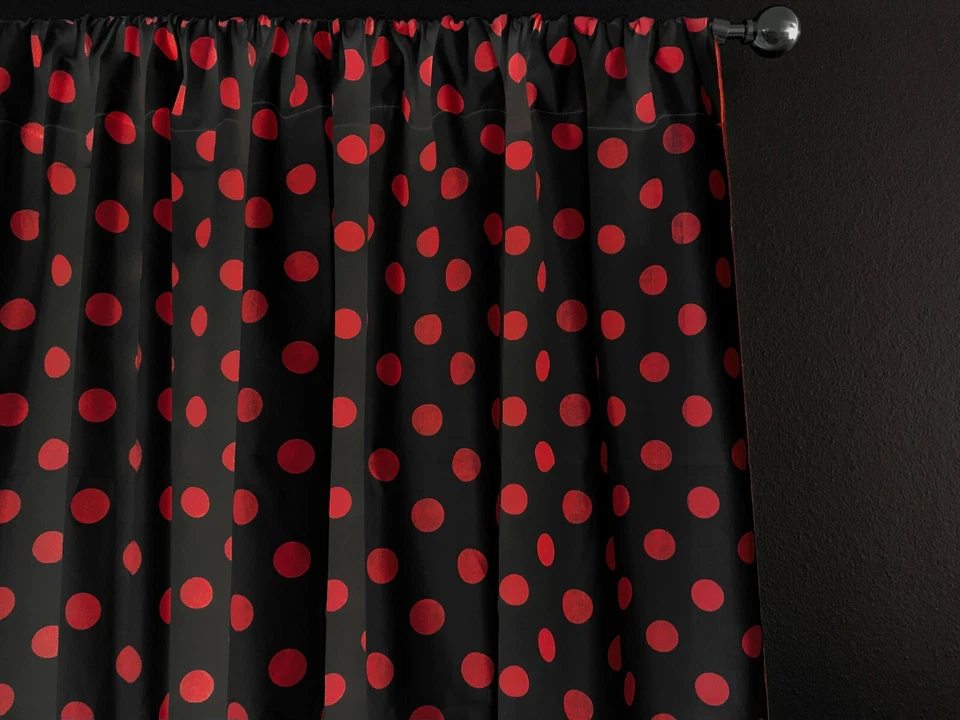 Panel de cortina de algodón con estampado de lunares decoración del hogar/tratamiento de ventanas/telón de fondo Foto 1 de 1