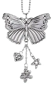 Butterfly Car Charm Silver Truck Vehicle Rear View Mirror Hanging Decoration - Picture 1 of 2