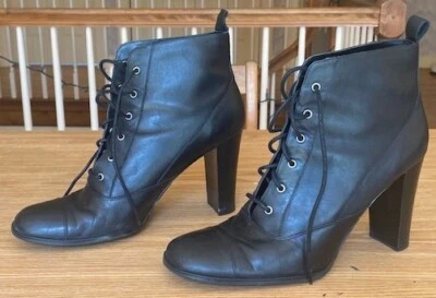 Botas de Combate Góticas de Cuero Negro Apostrophe Tacones Talla 11 Foto 1 de 4