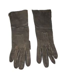Gloves Women's Dress 1960s Thin Soft Brown Leather Size 6.5 New Old Stock - Picture 1 of 3