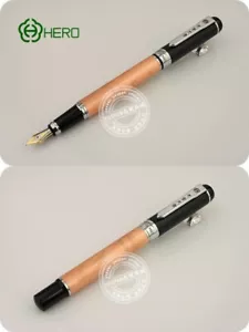 Vintage HERO Fountain Pen 9802 Medium Nib Early Pen Bronze Barrel Collection - Picture 1 of 7