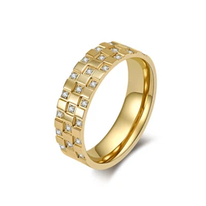 Men Women Promise Band Ring Stainless Steel Cubic Zirconia CZ Engagement Wedding - Picture 1 of 31