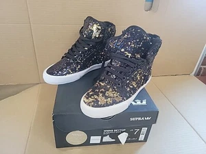 New/Defects Supra Womens Skytop 7M Black / GOLD - Picture 1 of 5