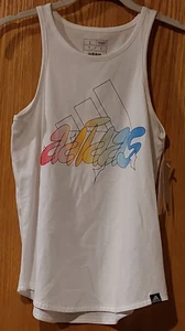 NWT Girls Adidas Graphic Tank Top sz L 14 White -5236 - Picture 1 of 4