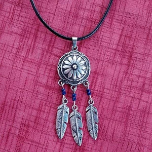 Feathered Talisman Necklace Dangle Jewelry Gothic Pendant LARP Silver Tone New - Picture 1 of 9
