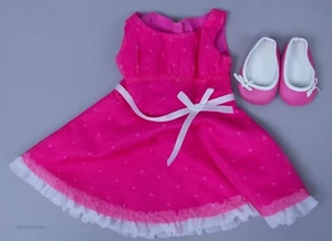 American Girl Doll Sleeveless Pink Heart Dress with Pink Shoes - Picture 1 of 1