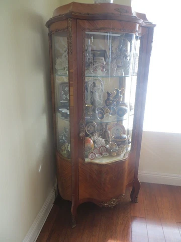 Antique French Louis XVI Like Gilt Bronze Mounted Curio Vitrine China Cabinet Cover