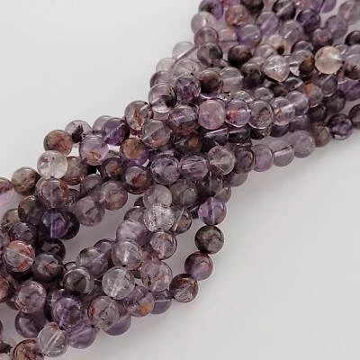 Super Seven 7 Beads Cacoxenite Beads 6mm 8mm 10mm Purple Phantom Natural - Image 1 of 4