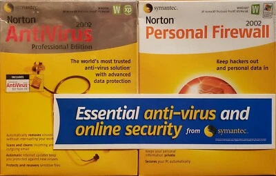 New Norton AntiVirus 2002 Pro Ed & Personal Firewall Bundle Win XP/2000/NT/Me/98 - Image 1 of 4