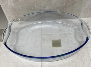Vintage Heavy Glass Oval Roaster UK 11x15" incl. handles; 39x27cm EUC REDUCED - Picture 1 of 5
