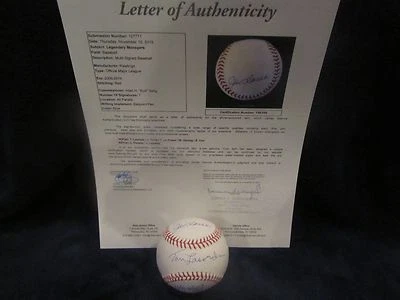 Legendary Managers Multi Autographed (7 Signatures) OML Baseball - Full JSA LOA - Image 1 of 4