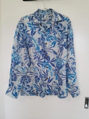 Tommy Bahama Mens 100% Linen Long Sleeve Shirt Sz S Blue Floral Button Up Luxe - Image 1 of 4