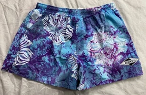 VTG Jimmy'Z Swim Trunks Mens Large Blue Floral Tie-Dye Lined 4.5" Board Short - Picture 1 of 12