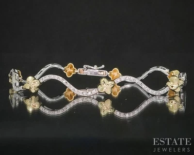 Pulseira de tênis ouro 18k dois tons natural diamante 0,78 ctw 10,2 g 7,5 L p15391 - Imagem 1 de 4