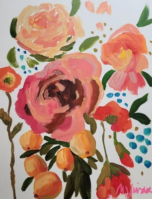 Pintura Artística Expresionismo Abstracto Botánico Colorido MONA VIVAR Original 11x14 Foto 1 de 4